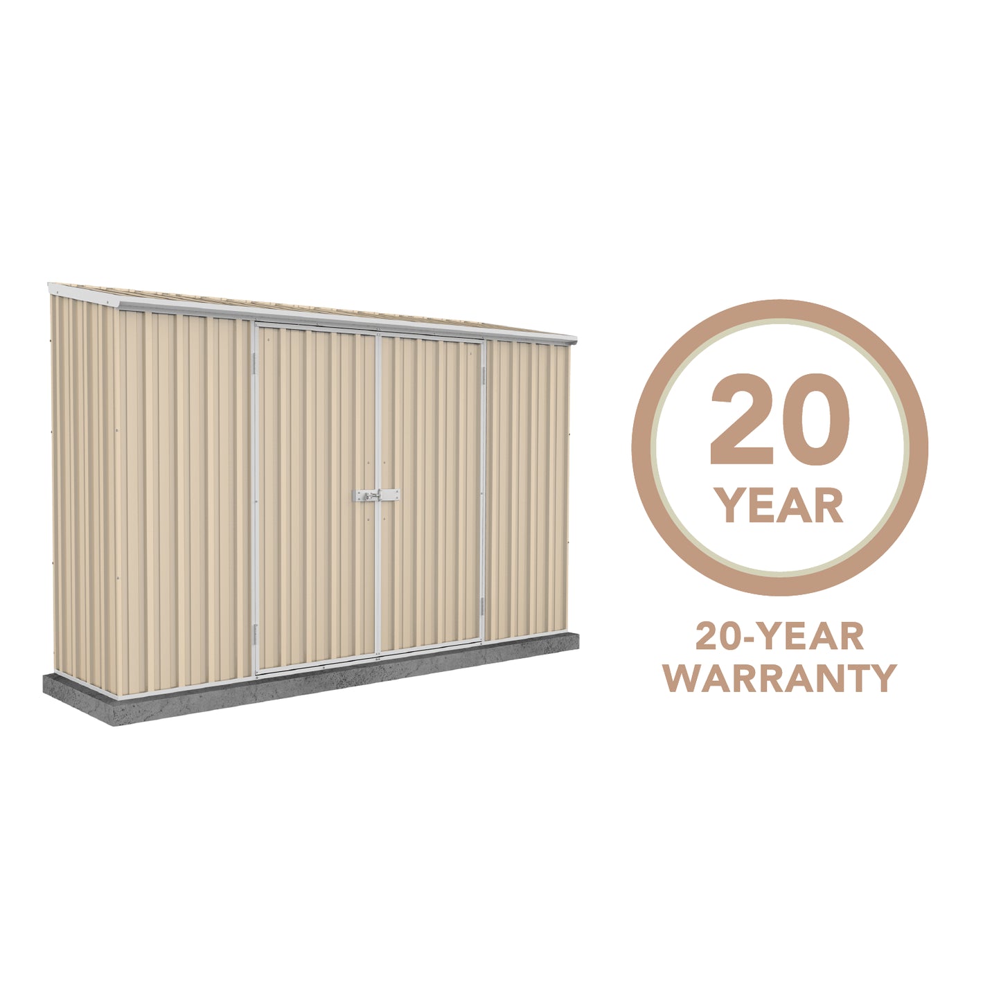 Absco Economy Garden Shed Double Door 3.00mW x 0.78mD x 1.95mH