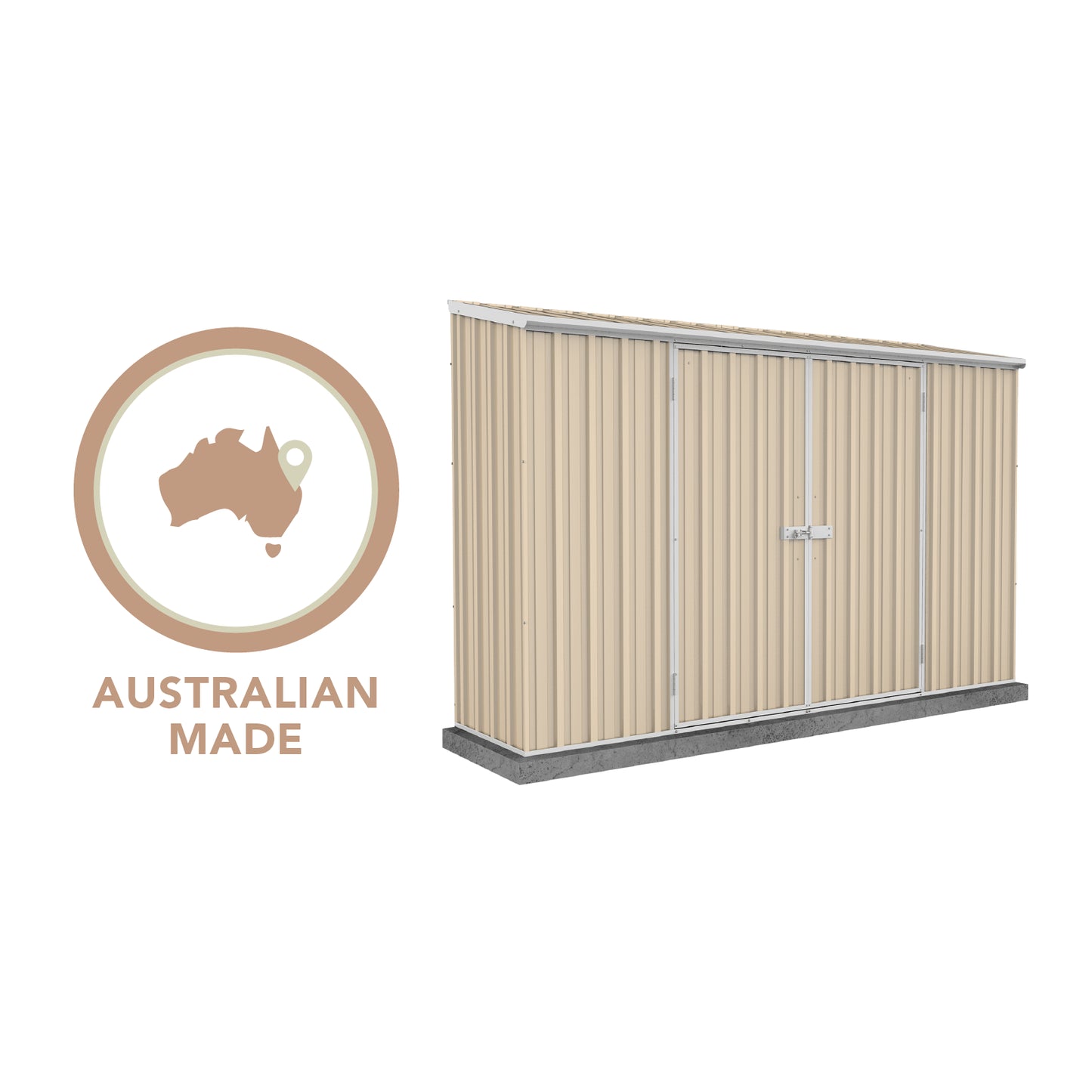 Absco Economy Garden Shed Double Door 3.00mW x 0.78mD x 1.95mH