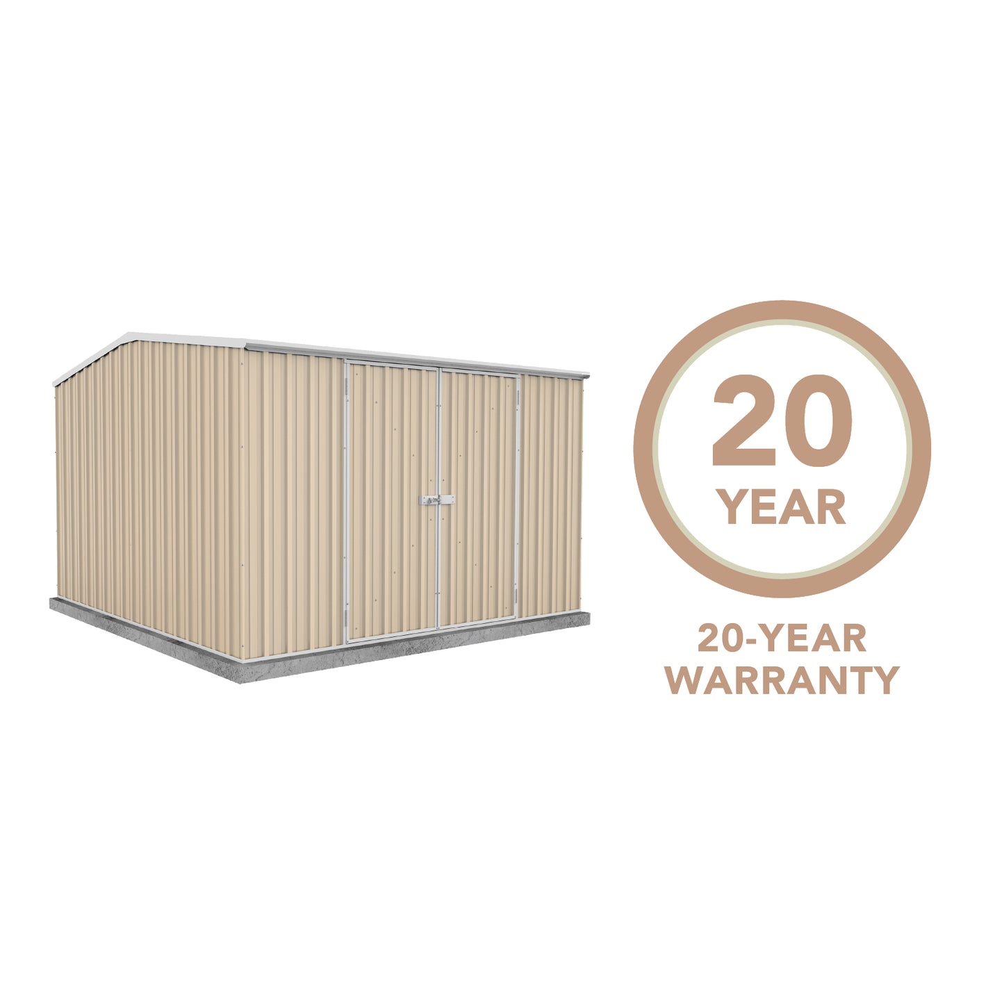 Absco Economy Garden Shed Double Door 3.00mW x 3.00mD x 2.06mH