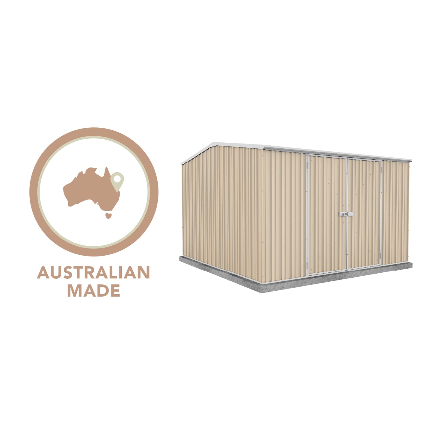 Absco Economy Garden Shed Double Door 3.00mW x 3.00mD x 2.06mH