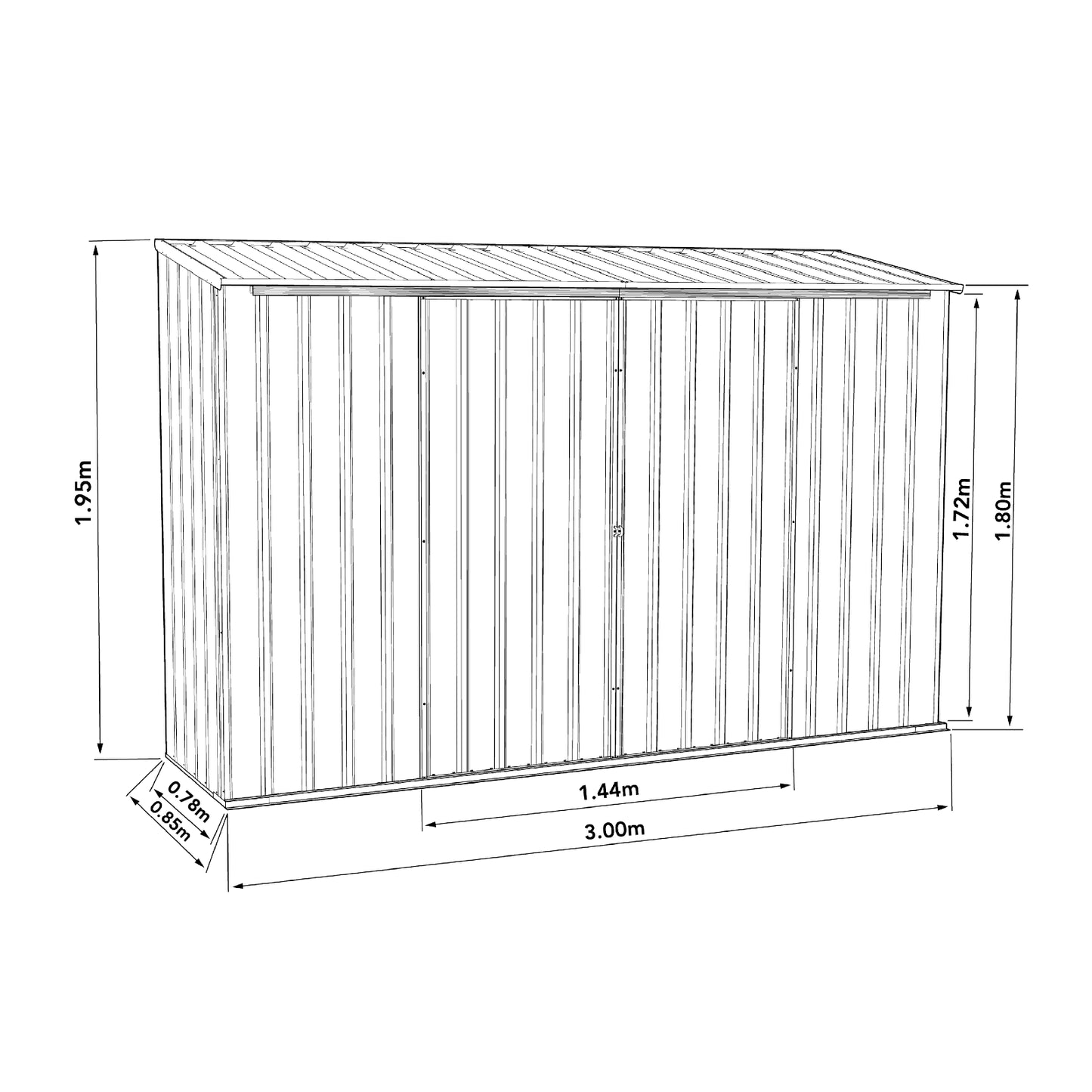 Ezi Slider Storage Unit – 3.00mW x 0.78mD x 1.95mH