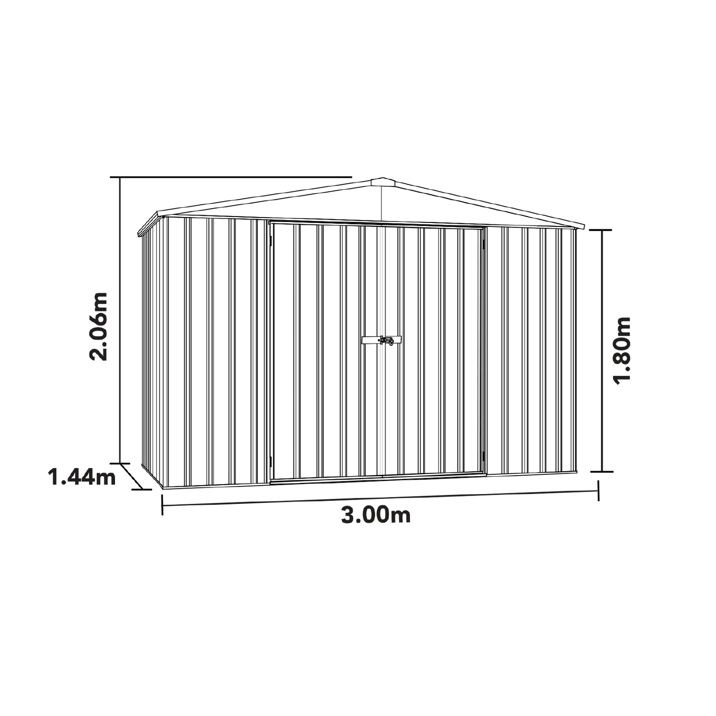 Regent Garden Shed Kit – 3.00mW x 1.44mD x 2.06mH