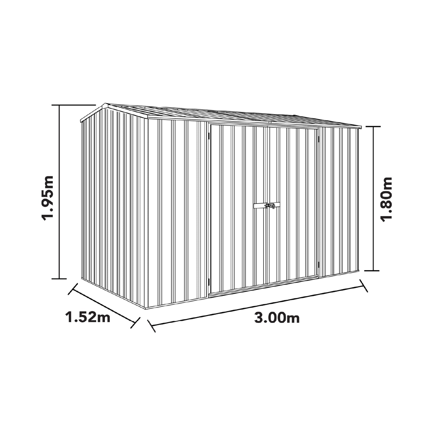 Premier Garden Shed Kit – 3.00mW x 1.52mD x 1.95mH