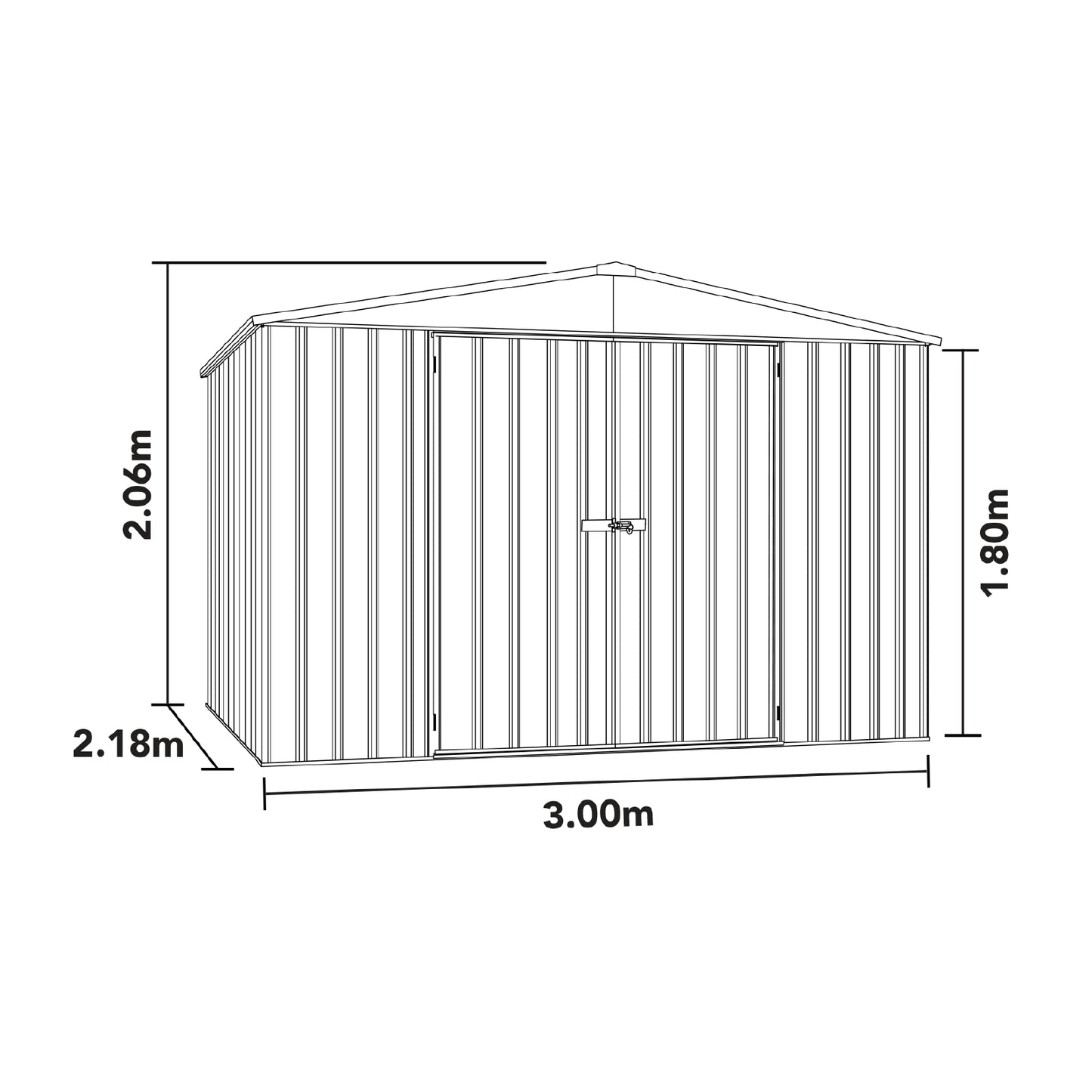 Regent Garden Shed Kit – 3.00mW x 2.18mD x 2.06mH