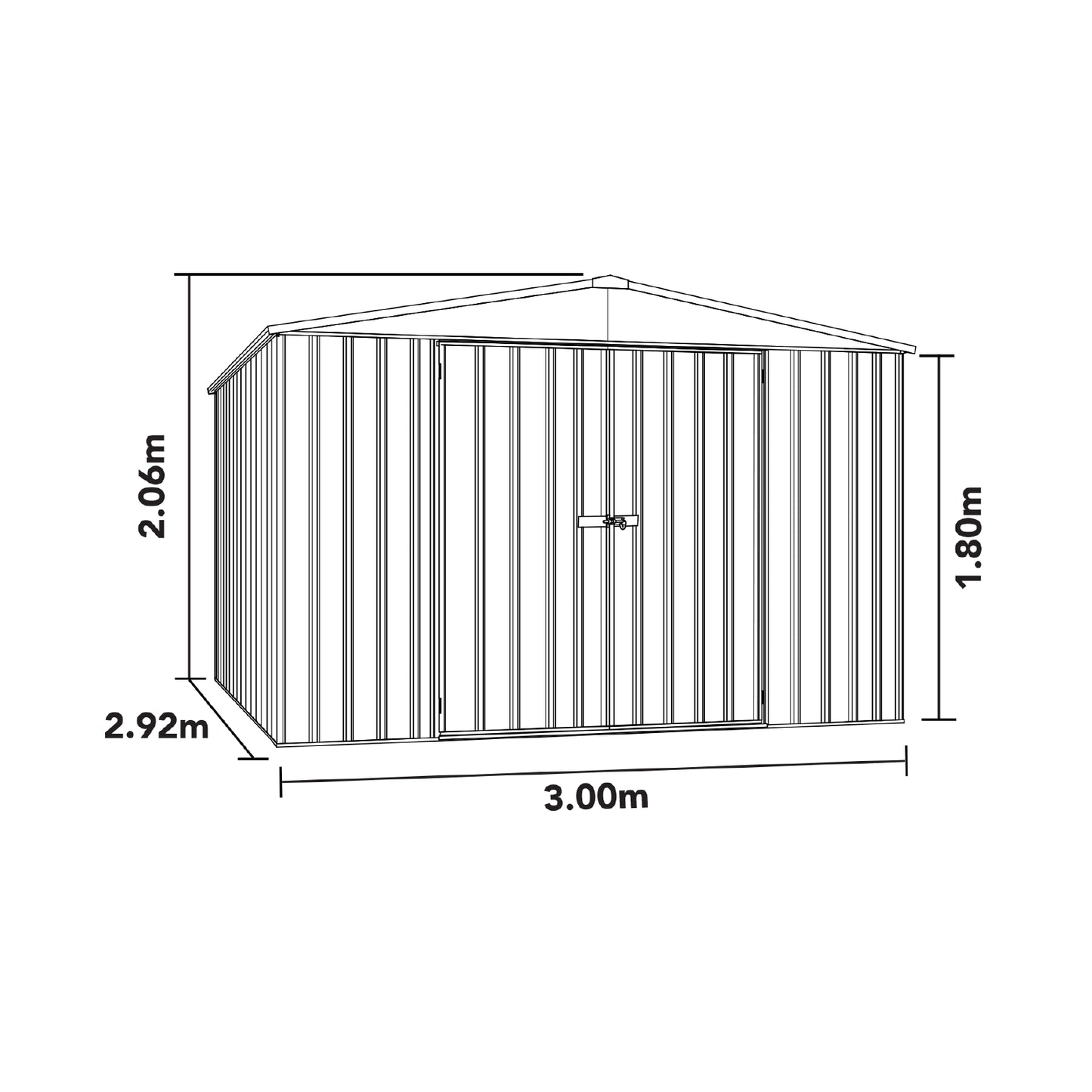 Regent Garden Shed Kit – 3.00mW x 2.92mD x 2.06mH