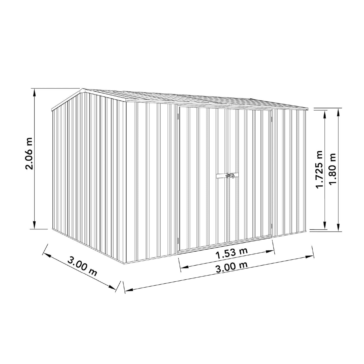 Premier Garden Shed Kit – 3.00mW x 3.00mD x 2.06mH