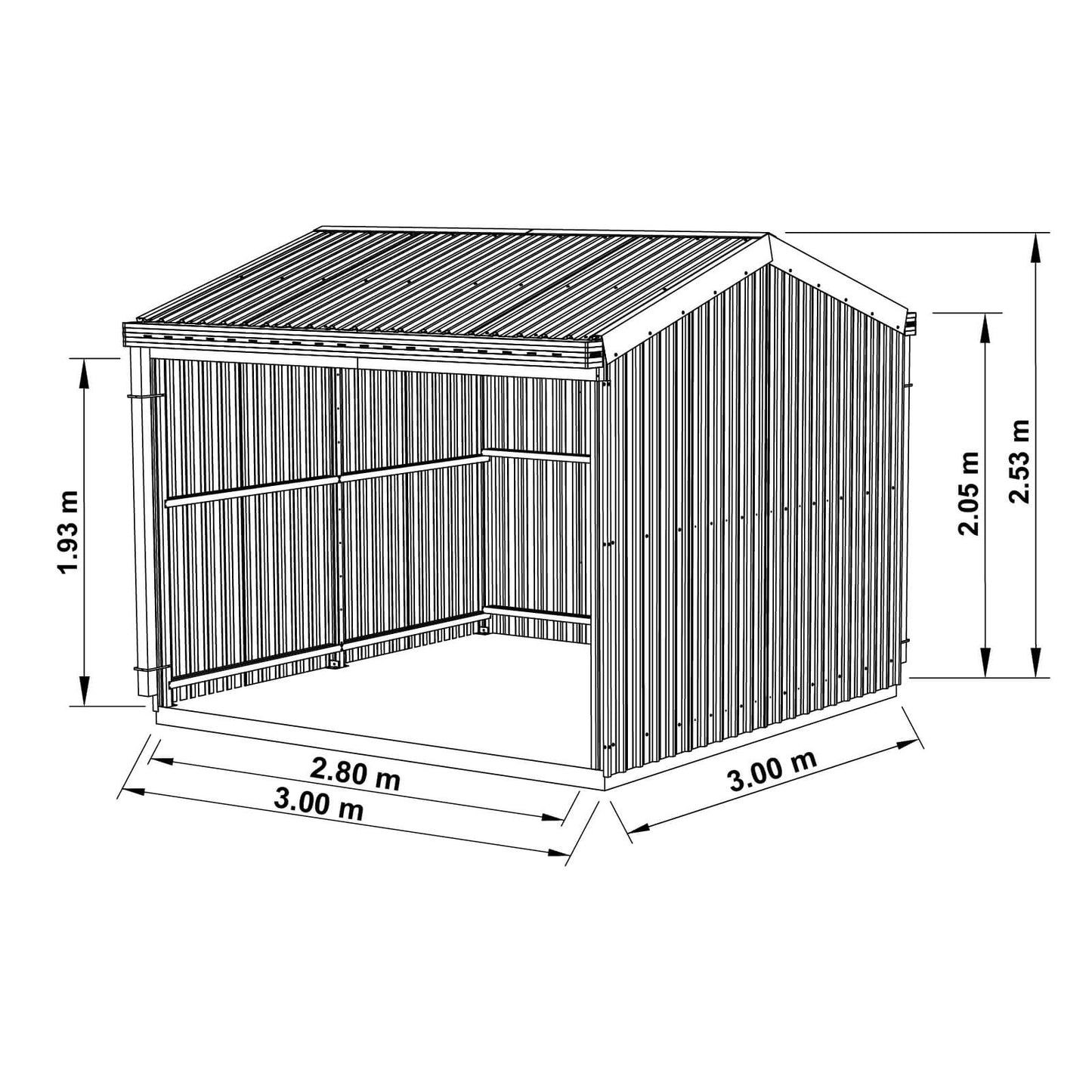 Rural Shed Kit – 3.00mW x 3.00mD x 2.53mH